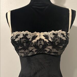 Elegant Black and Cream Lace Bralette